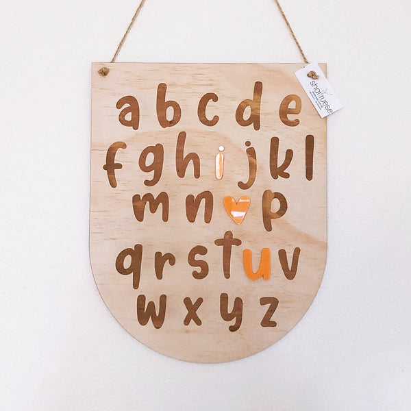 Groovy Alphabet Board - ShartrueseParty decor; Happy Birthday; Wall Decor; Wall Plaque; Nursery Decor, Kids Room, Wooden Decor