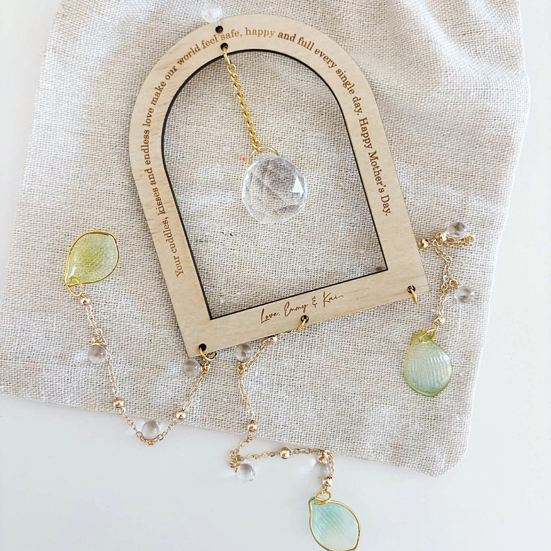 Personalised Arch Suncatcher | Gold Lined Leaf - ShartrueseMother's Day Key Chains