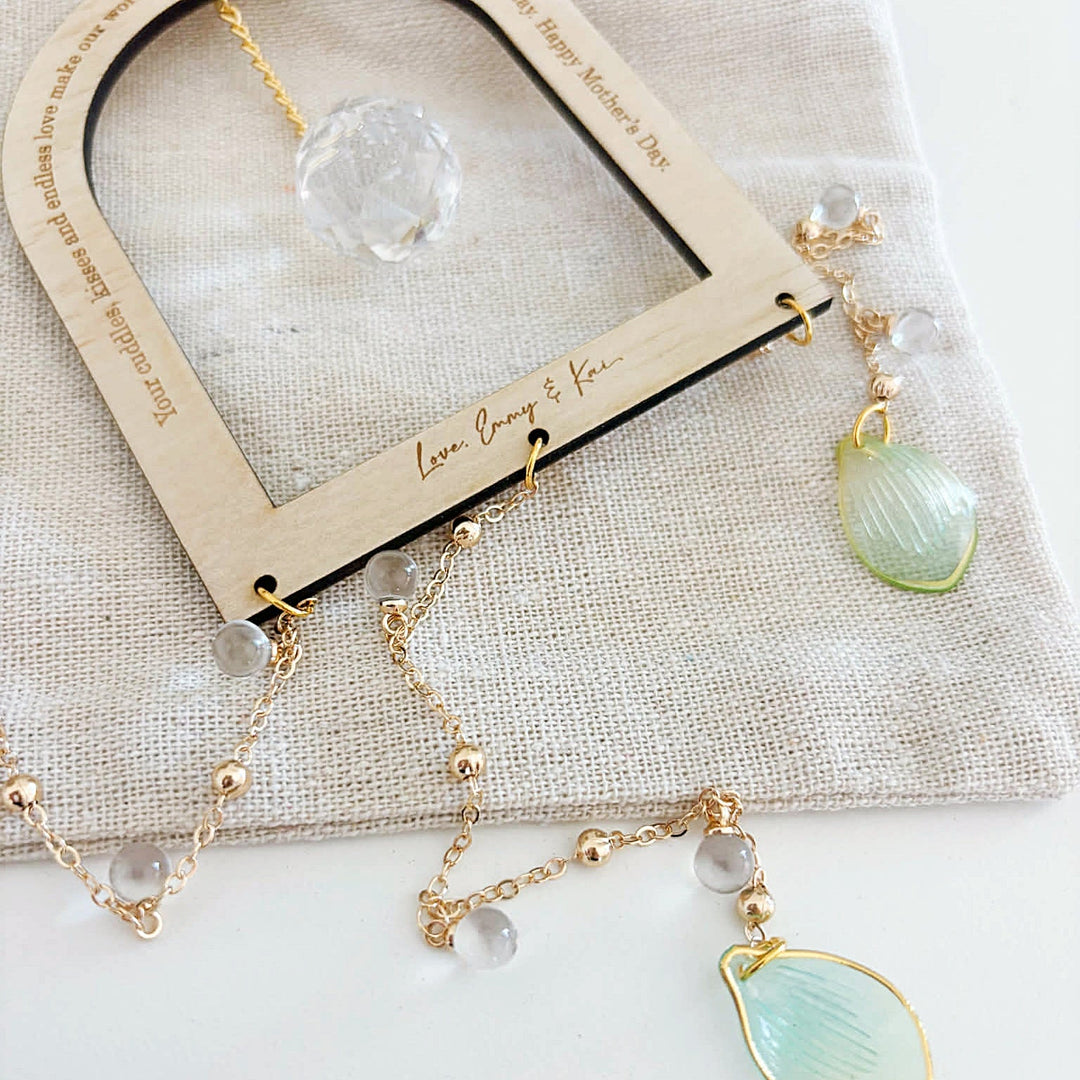 Personalised Arch Suncatcher | Gold Lined Leaf - ShartrueseMother&