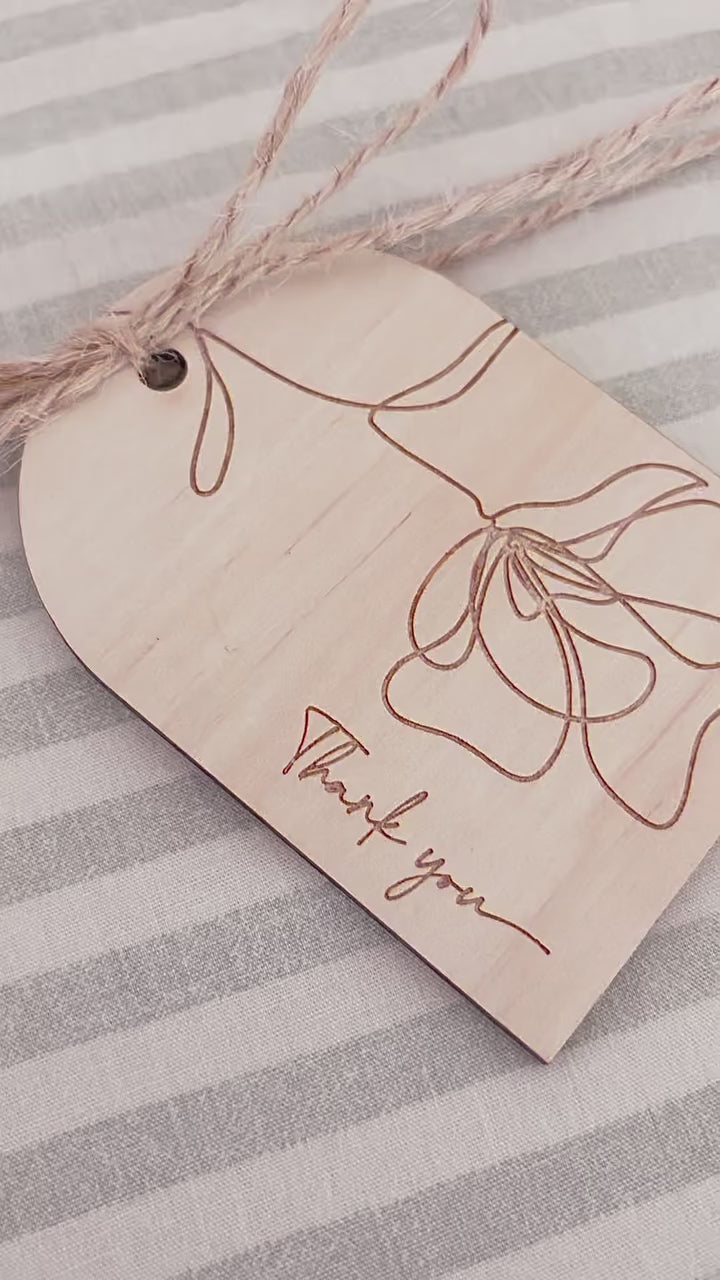 Botanical Wooden Thank You Gift Tags | Set of 6