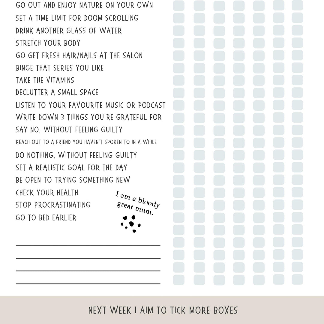 Weekly Self-Care Checklist Printable - ShartrueseWeekly Meal Planner Digital