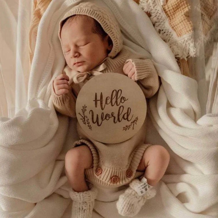 Zilvi Hello World Announcement Plaque - ShartrueseBirth Announcement