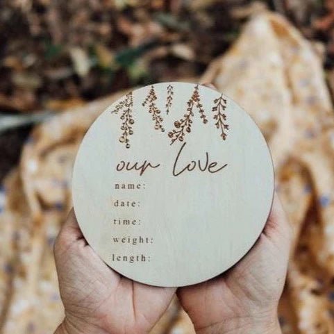 Zilvi 'Our Love' Etched Birth Details Plaque - ShartrueseBirth Announcement