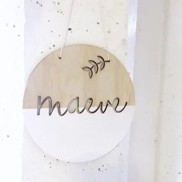 Zilvi Vine Name Plaque - ShartrueseWall Decor; Wall Plaque; Nursery Decor, Kids Room, Wooden Decor