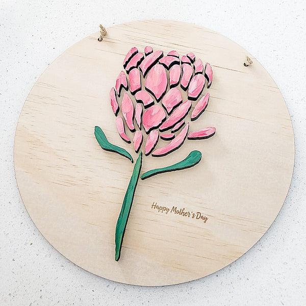 3D Protea Plaque - ShartrueseWall Decor; Wall Plaque; Nursery Decor, Kids Room, Wooden Decor