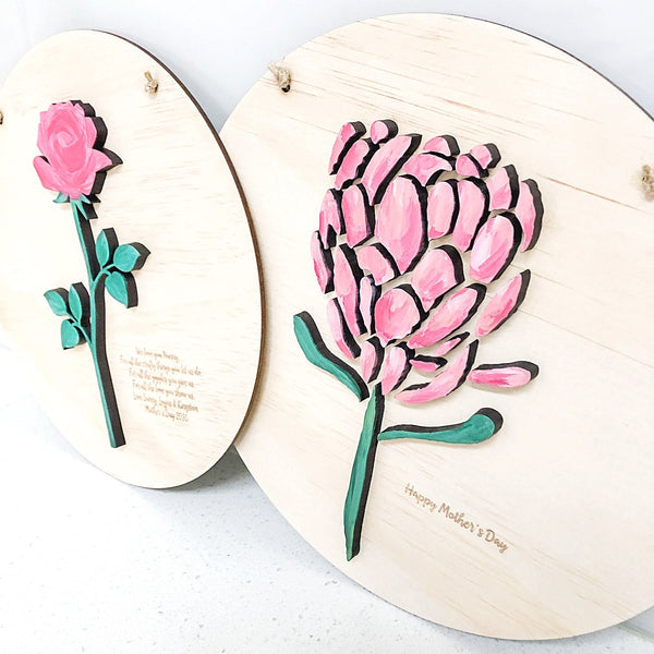 3D Protea Plaque - ShartrueseWall Decor; Wall Plaque; Nursery Decor, Kids Room, Wooden Decor