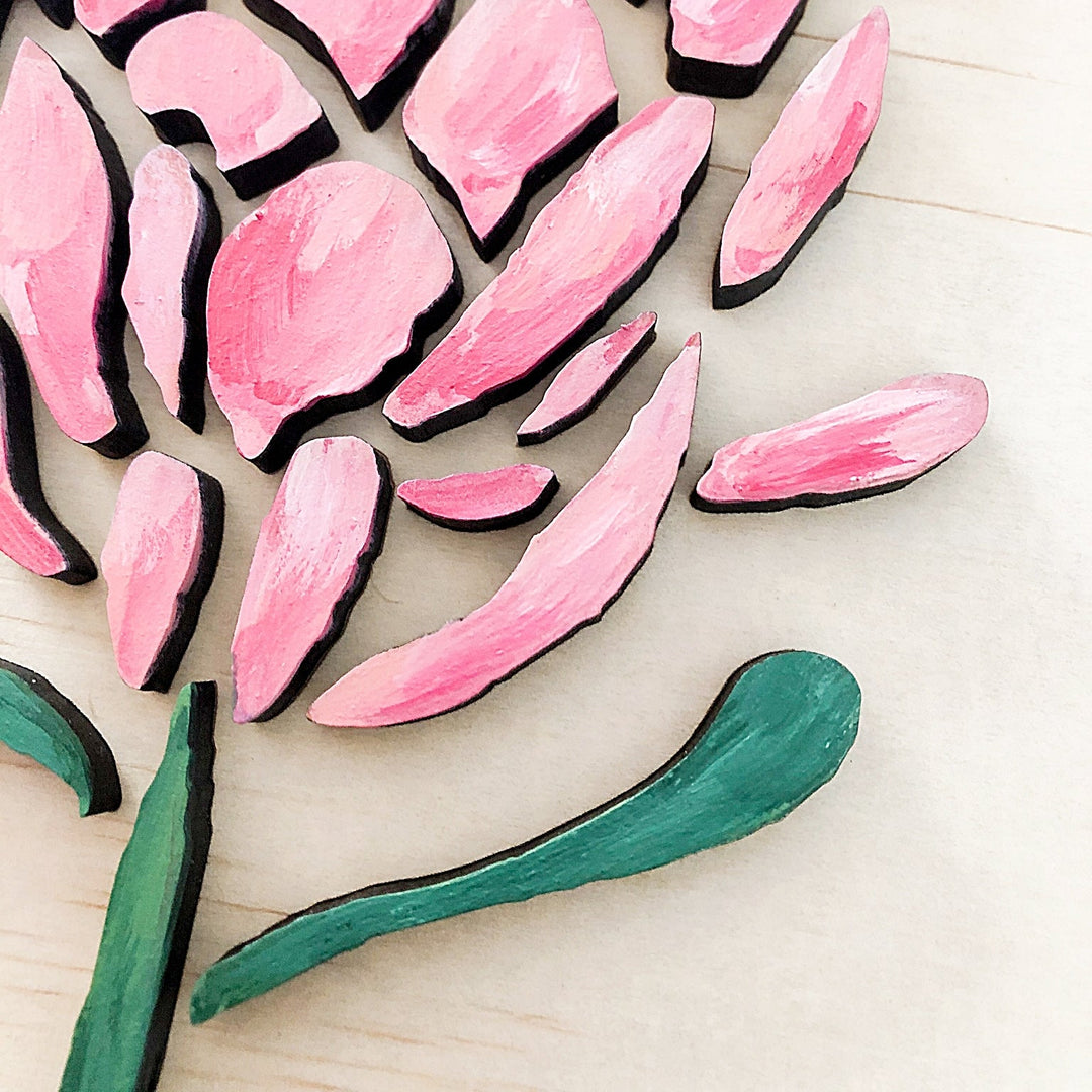 3D Protea Plaque - ShartrueseWall Decor; Wall Plaque; Nursery Decor, Kids Room, Wooden Decor