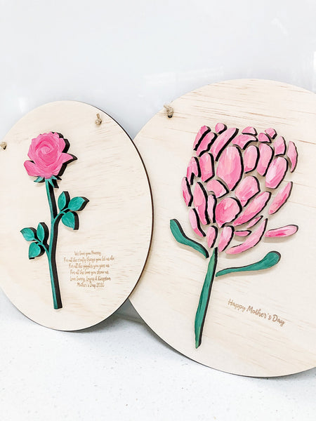 3D Protea Plaque - ShartrueseWall Decor; Wall Plaque; Nursery Decor, Kids Room, Wooden Decor