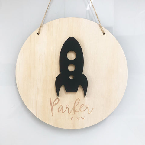 3D Rocket Plaque - ShartrueseNursery Decor