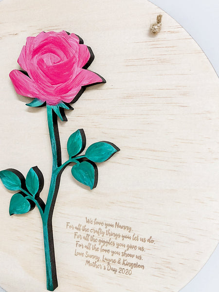 3D Rose Plaque - ShartrueseWall Decor; Wall Plaque; Nursery Decor, Kids Room, Wooden Decor