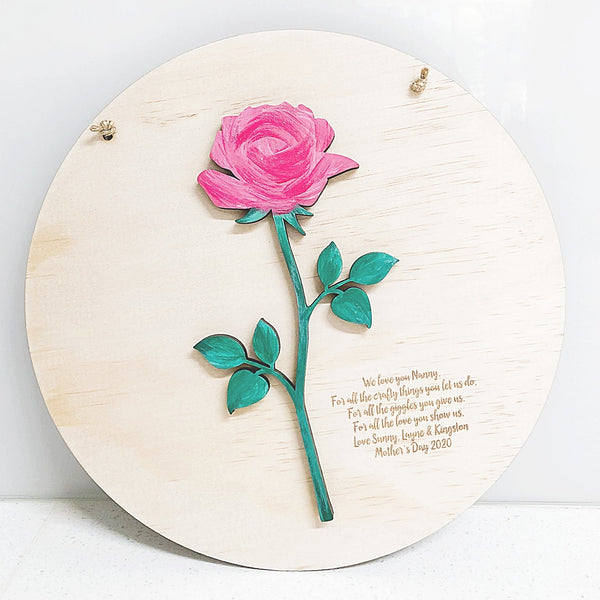 3D Rose Plaque - ShartrueseWall Decor; Wall Plaque; Nursery Decor, Kids Room, Wooden Decor