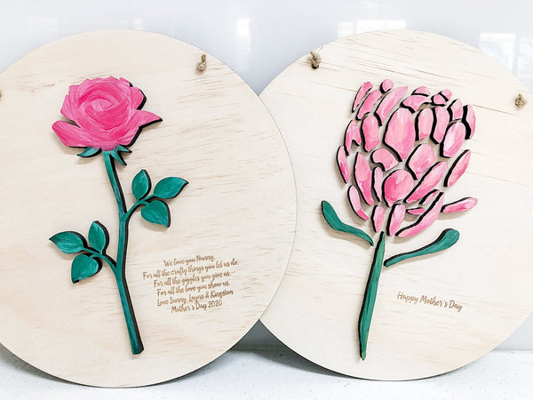 3D Rose Plaque - ShartrueseWall Decor; Wall Plaque; Nursery Decor, Kids Room, Wooden Decor