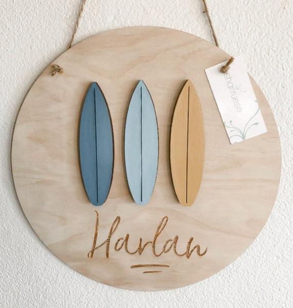 3D Surfboards Plaque - ShartrueseNursery Decor