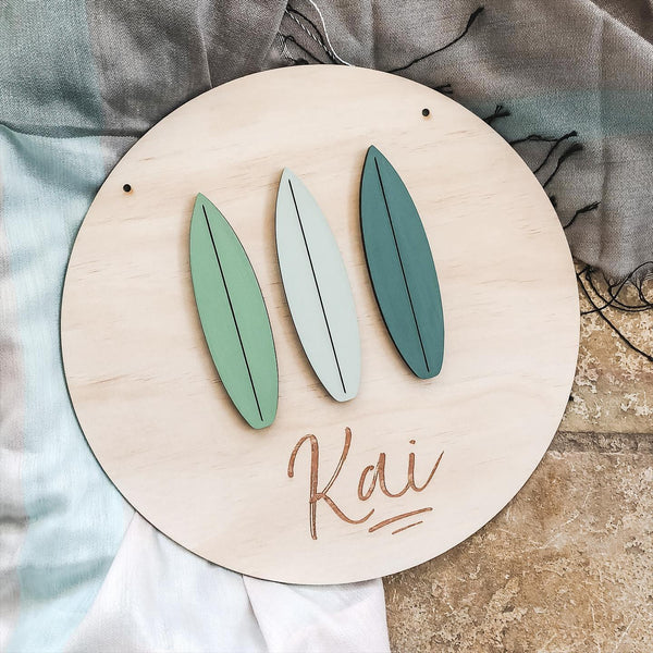 3D Surfboards Plaque - ShartrueseNursery Decor