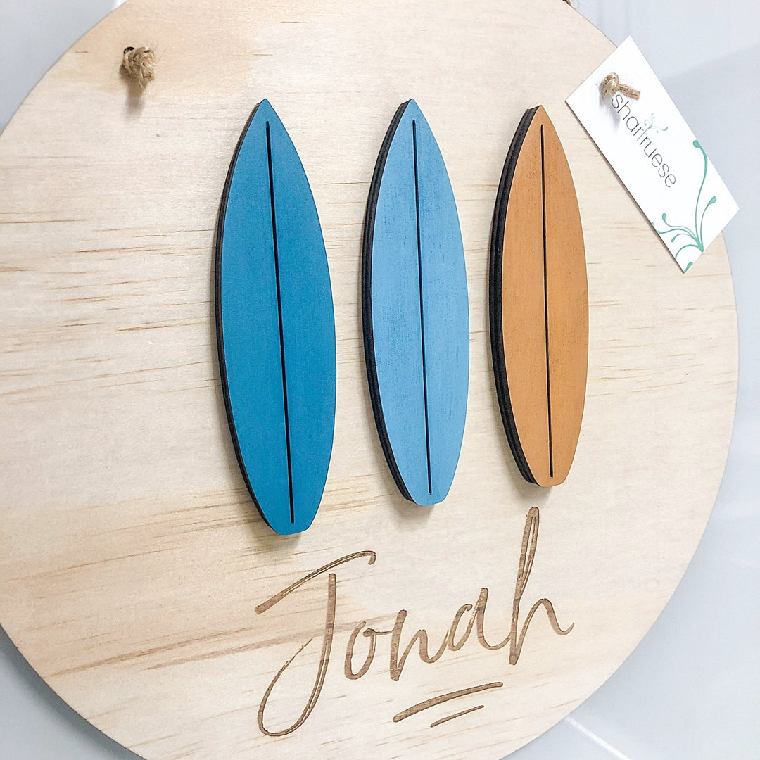 3D Surfboards Plaque - ShartrueseNursery Decor