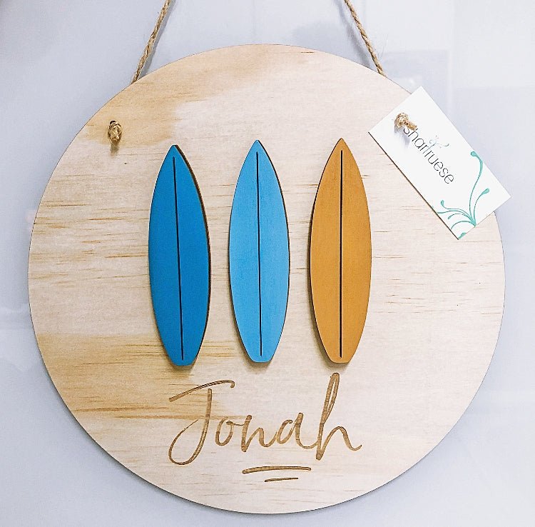 3D Surfboards Plaque - ShartrueseNursery Decor