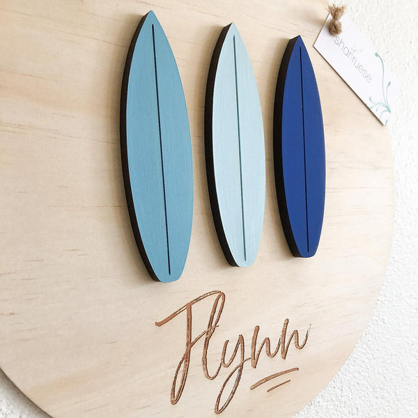 3D Surfboards Plaque - ShartrueseNursery Decor