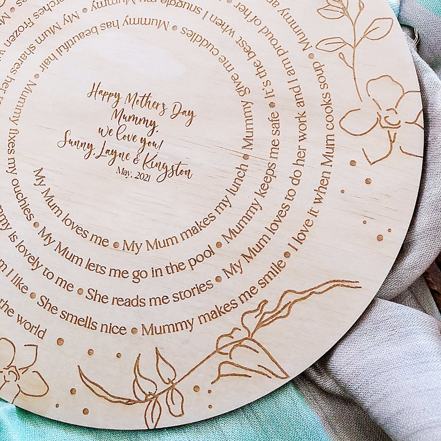 "About my Mum" Spiral Plaque - ShartrueseHome Decor