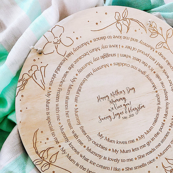 "About my Mum" Spiral Plaque - ShartrueseHome Decor