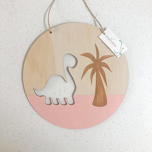 Dino Plaque - Peach - ShartrueseNursery Decor