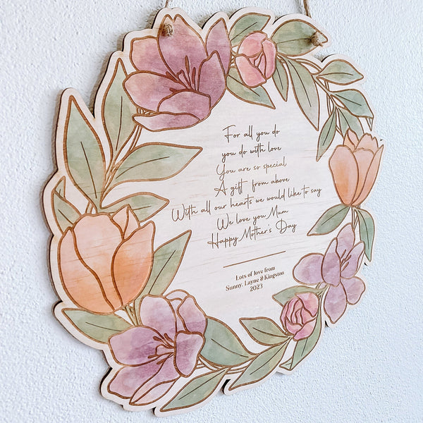DIY Mother's Day Paint Kit || Floral Wreath Plaque - ShartrueseDIY Painting Plaque