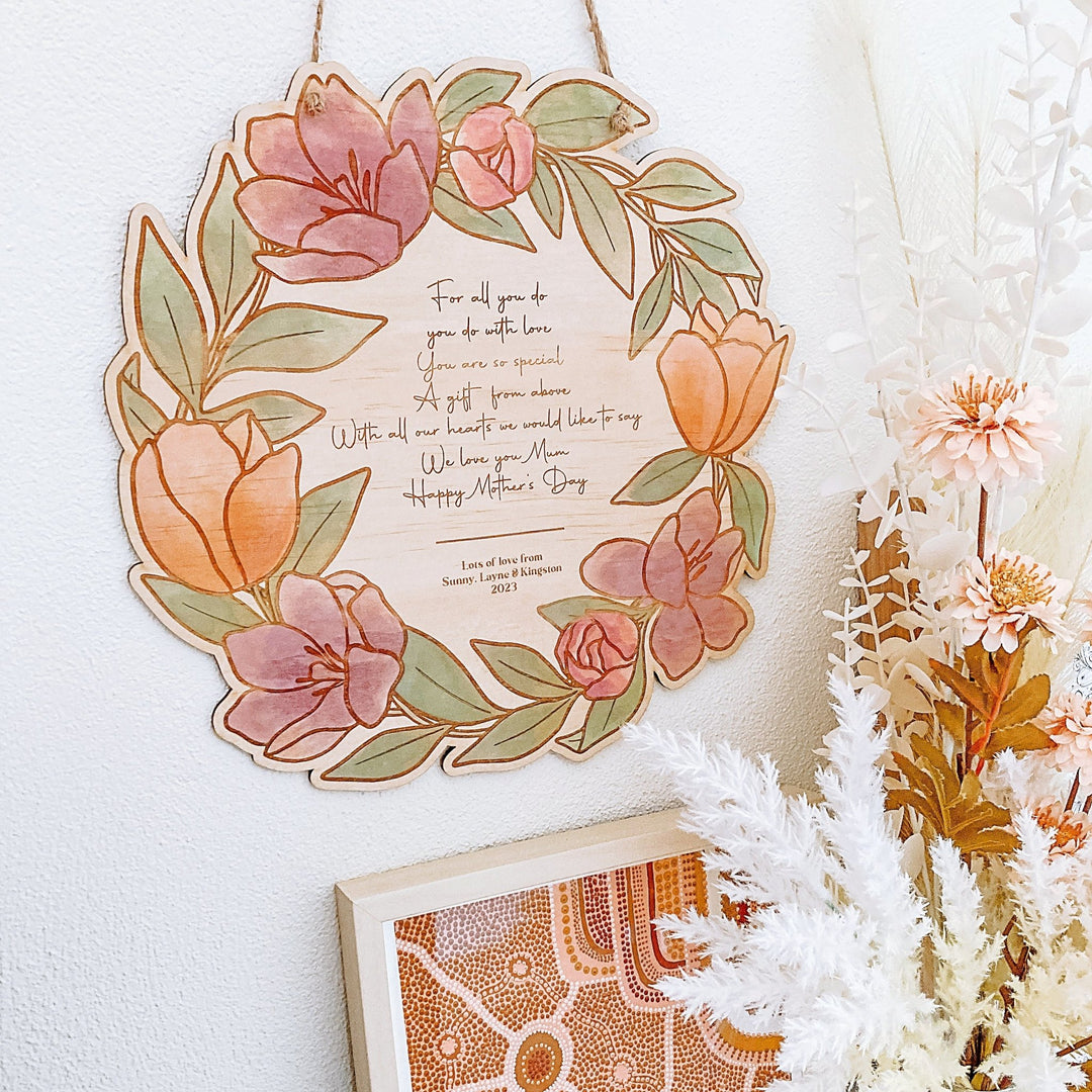 DIY Mother's Day Paint Kit || Floral Wreath Plaque - ShartrueseDIY Painting Plaque