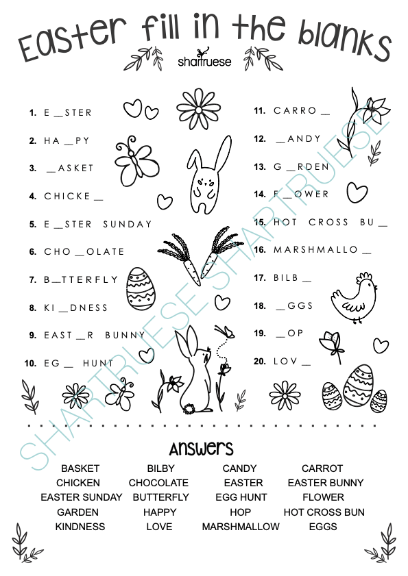 Easter Printable Worksheets Bundle - ShartrueseEaster Activity Worksheets