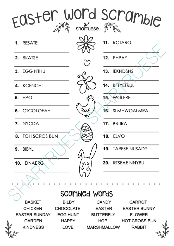 Easter Printable Worksheets Bundle - ShartrueseEaster Activity Worksheets