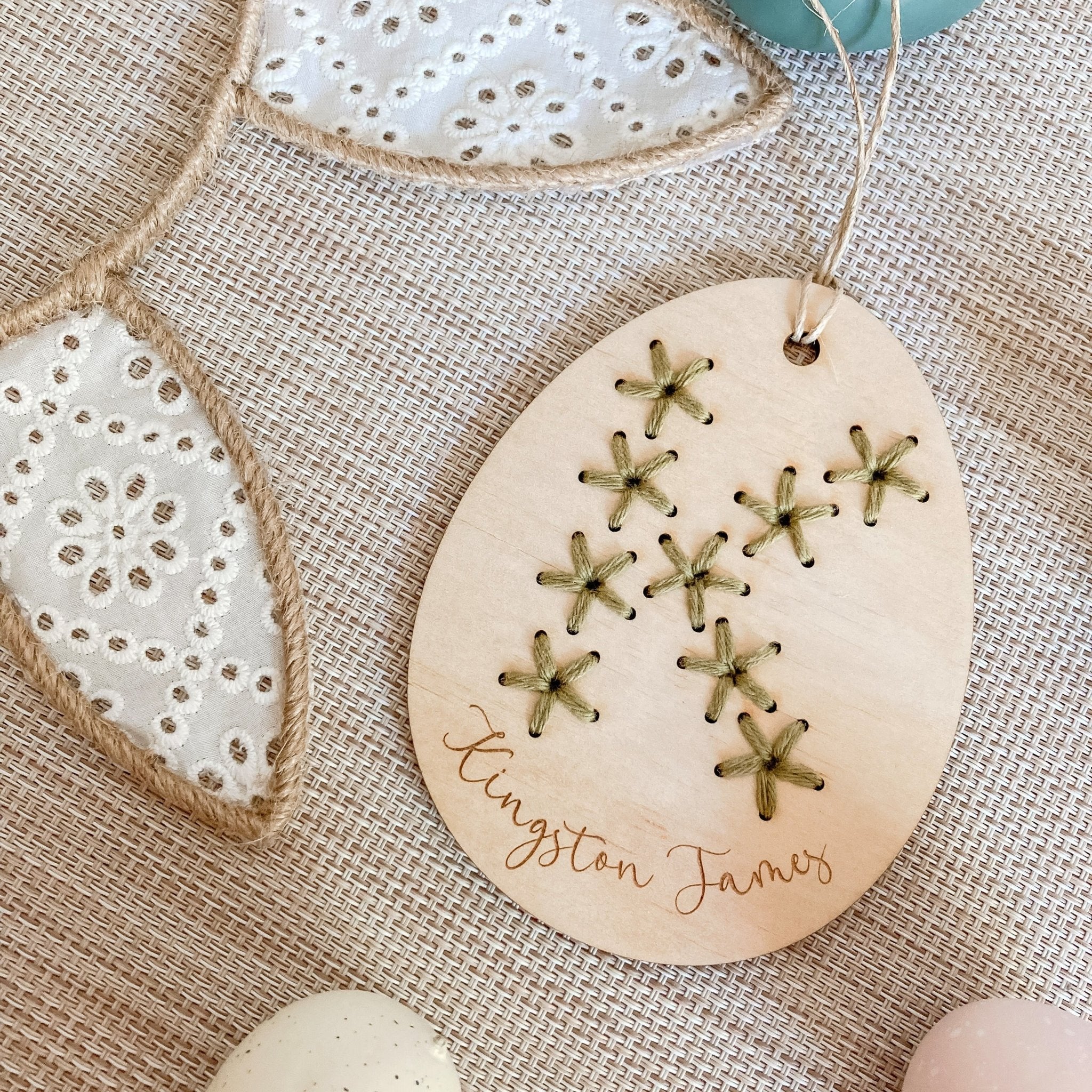 Embroidered Egg Keepsake - ShartrueseEaster Keepsake