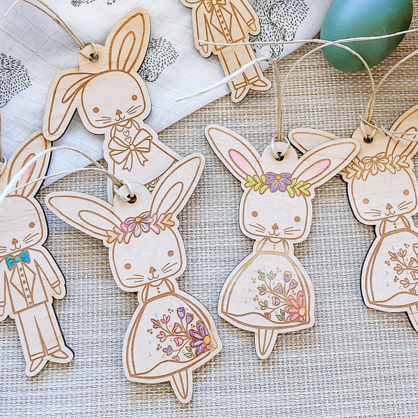 Fancy Dress Bunny Tags - ShartrueseEaster Keepsake