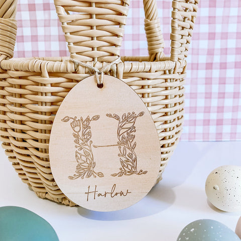 Floral Letter Easter Basket Tag - ShartrueseEaster Keepsake