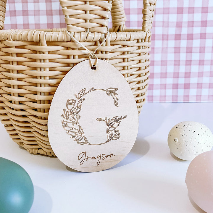Floral Letter Easter Basket Tag - ShartrueseEaster Keepsake