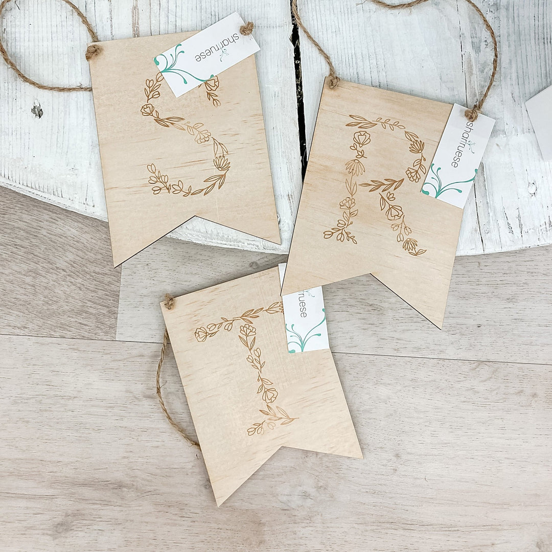 Floral Letter Flag - ShartrueseEaster Keepsake