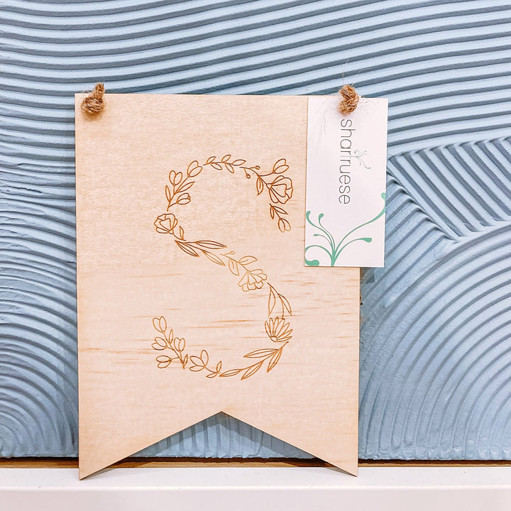 Floral Letter Flag - ShartrueseEaster Keepsake