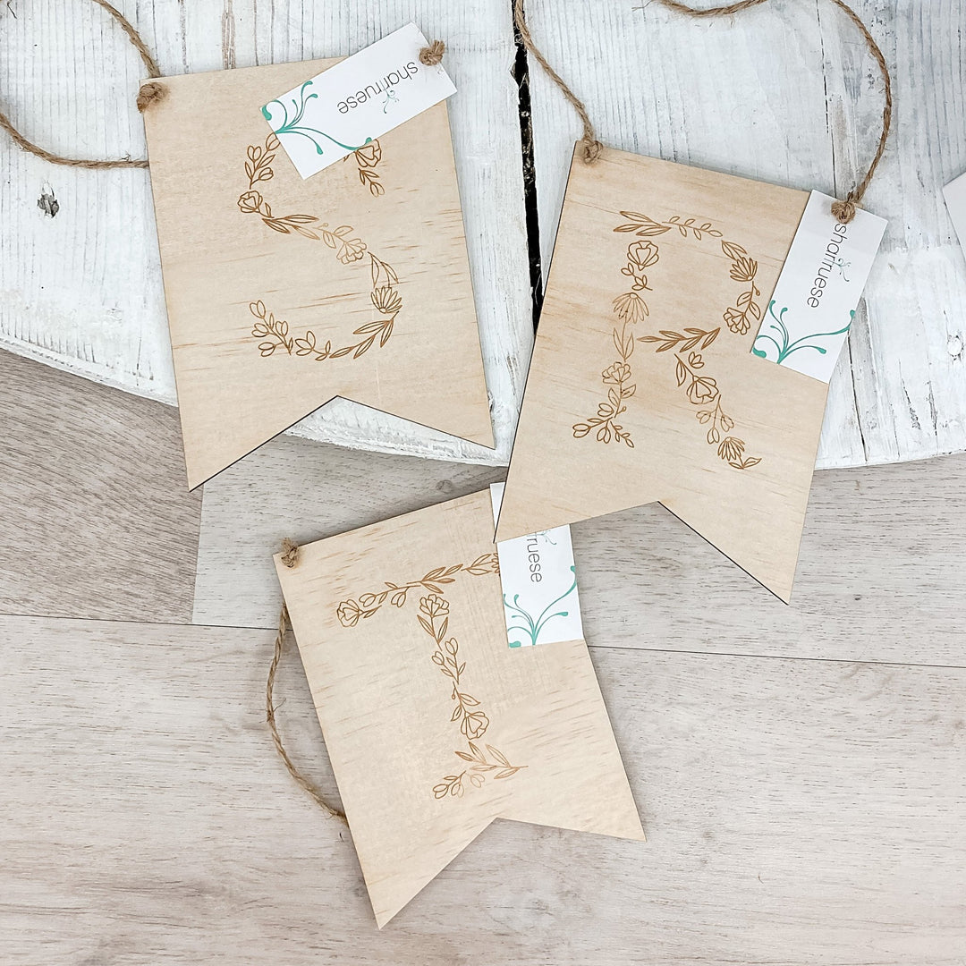 Floral Letter Flag - ShartrueseEaster Keepsake