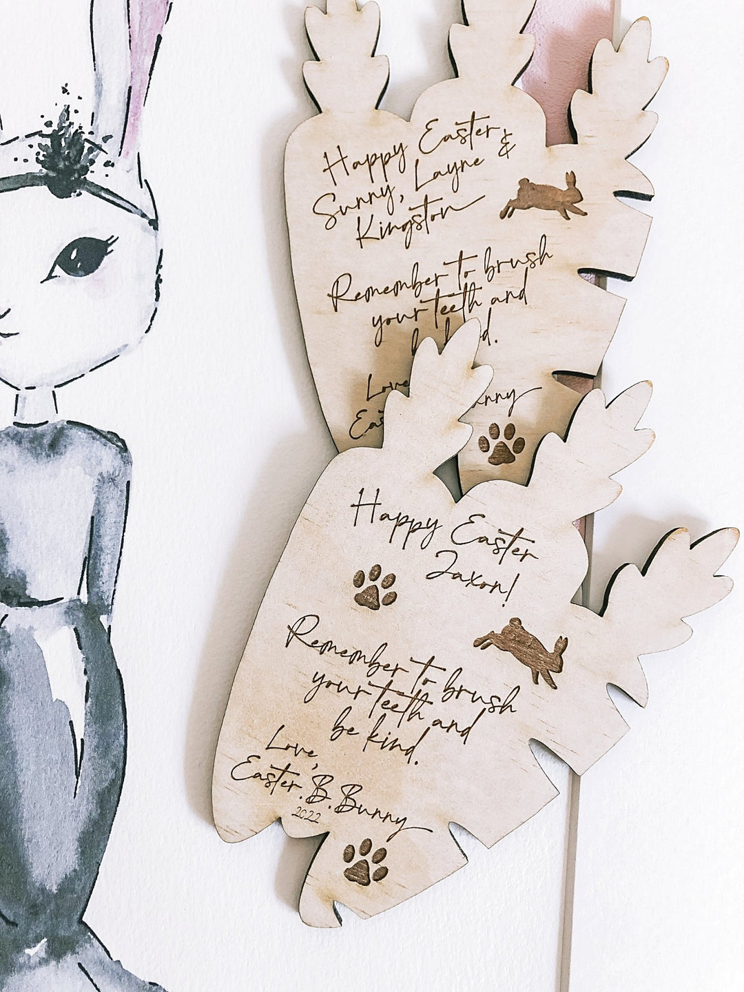 "Handwritten" note from Easter . E . Bunny - ShartrueseNursery Decor