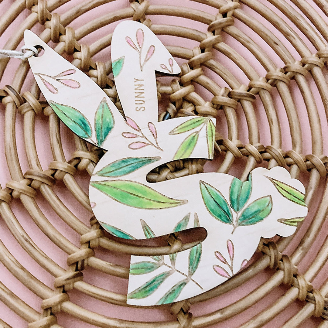 Leafy Bunny Tags - ShartrueseNursery Decor