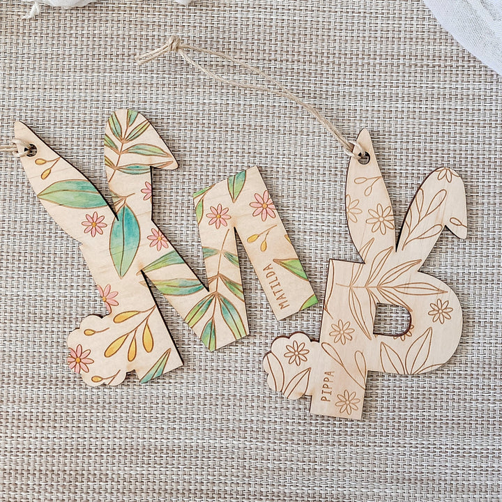 Leafy Bunny Tags - ShartrueseNursery Decor
