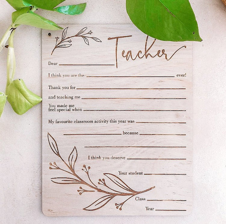 Letter to my Teacher Plaque - Shartruese