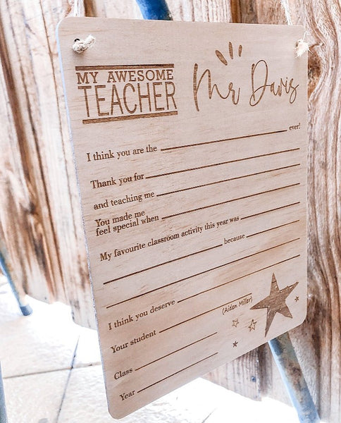 Letter to my Teacher Plaque - Shartruese