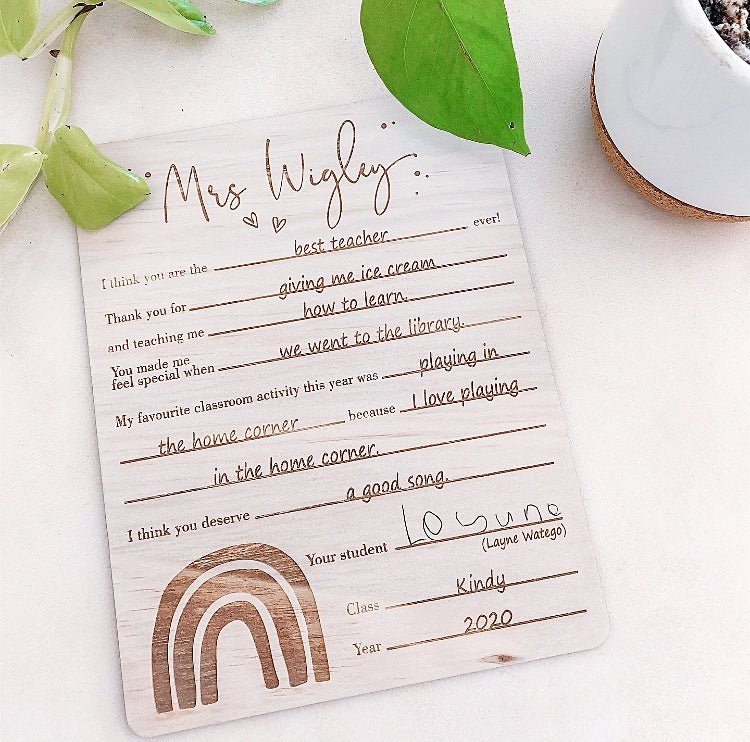 Letter to my Teacher Plaque - Shartruese