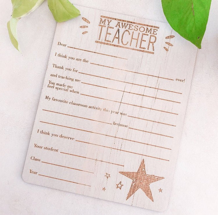 Letter to my Teacher Plaque - Shartruese