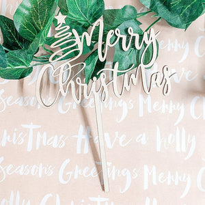 Merry Christmas Script Cake Topper - Shartruese