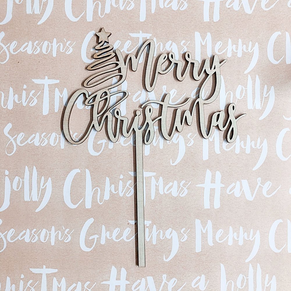 Merry Christmas Script Cake Topper - Shartruese