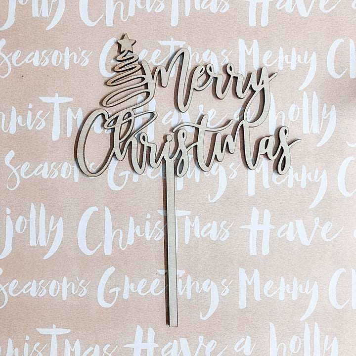 Merry Christmas Script Cake Topper - Shartruese