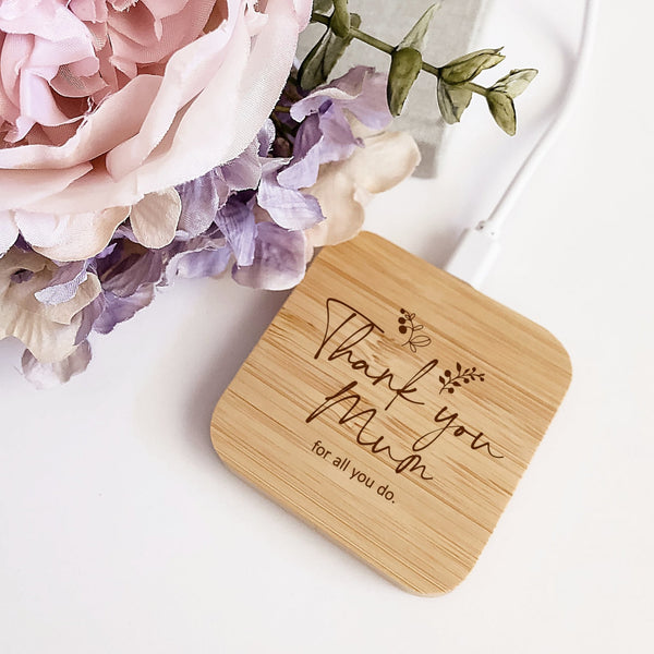 Personalised Bamboo Wireless Charger - Shartruese