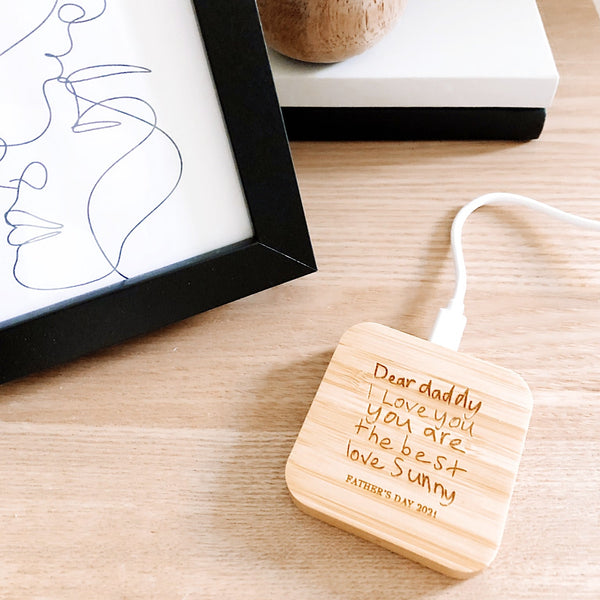 Personalised Bamboo Wireless Charger - Shartruese