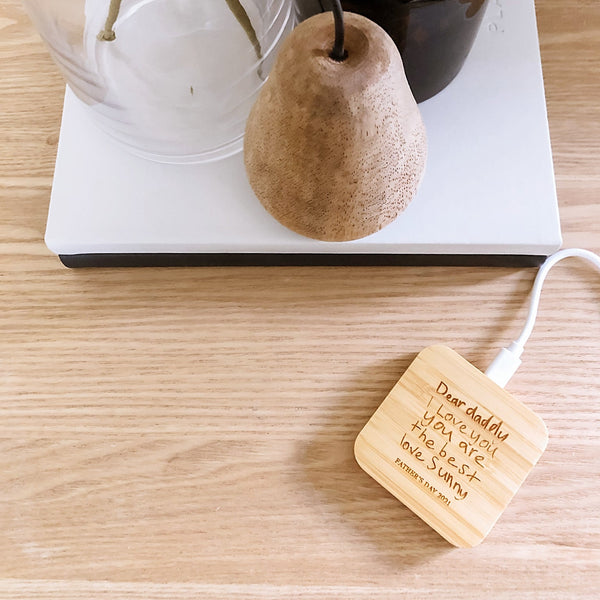 Personalised Bamboo Wireless Charger - Shartruese