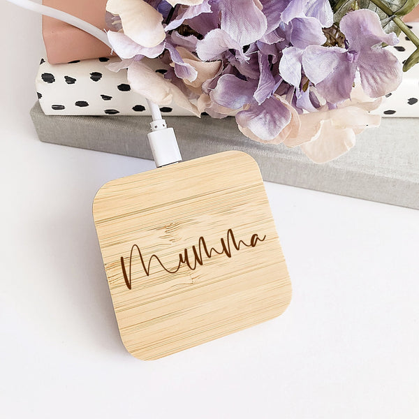 Personalised Bamboo Wireless Charger - Shartruese