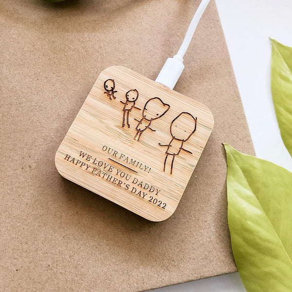 Personalised Bamboo Wireless Charger - Shartruese